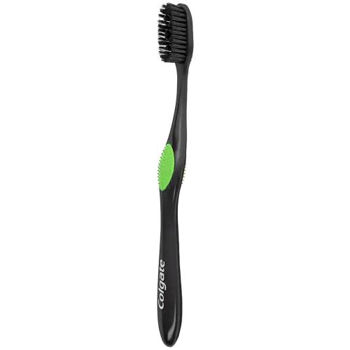 Colgate 360 Charcoal Toothbrush Medium Μέτρια Οδοντόβουρτσα με Ίνες Εμπλουτισμένες με Άνθρακα, για Βαθύ Καθαρισμό 1 Τεμάχιο - Πράσινο
